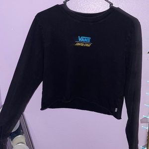 Screaming Check Black Crop Long Sleeve T-Shirt from Vans x Santa Cruz.